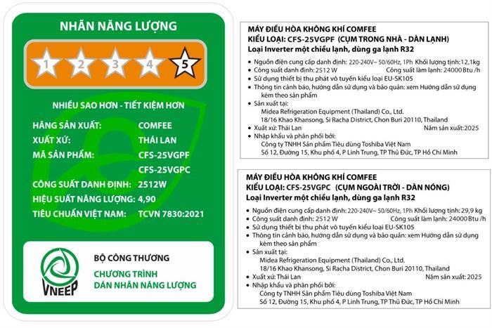 Điều hoà Comfee Inverter 24000 BTU 1 chiều CFS-25VGPF